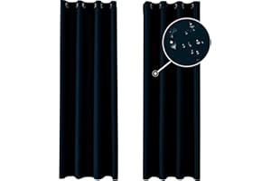 ‎YSTYLE Ystyle Gardinen 2er Set, Thermovorhang Kälteschutz, Outdoor Vorhang Wetterfest Mit Ösen, Verdunkelungsvorhang, Vorhänge Blickdicht, Curtains Wohnzimmer, Thermovorhang Hitzeschutz, Blau