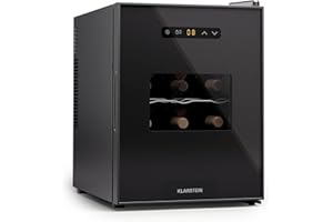 KLARSTEIN cave à vin autonome 1 zone, petit réfrigérateur à boissons, petite cave à vin, petite cave à vin avec porte vitrée, réfrigérateur à boissons intérieur/extérieur, cave à vin, 12 bouteilles