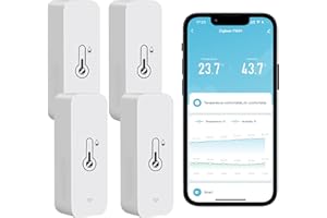 Comboss Zigbee Sensor de temperatura y humedad, sensor inalámbrico de temperatura y humedad interior y exterior con notificaciones de aplicaciones remotas y compatible con la aplicación Tuya (4