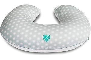 Koala Babycare Cuscino Allattamento Neonato Comodo e Adatto a Tutte le Taglie – Ciambella Allattamento Neonato 0-12 Mesi con 5 Usi Diversi (Grigio-Bianco Stelle)