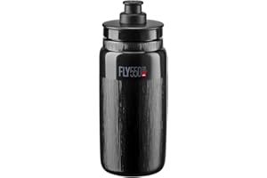 Elite Bidón Fly Tex 550ml Negro, Botella Ligera 51g Textura Antideslizante Alto Flujo, Sin BPA, Carretera MTB
