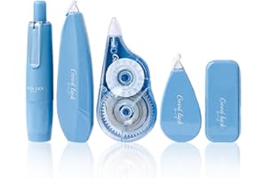 INTEDESIGN 5PCS Correction Tape Set Cute Design Tippex Pen Large Capacity Smooth Mute Whiteout Correction Tape for Home School Office Supplies (Blue)