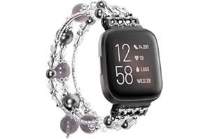 ALeis Handgefertigtes Achat-Armband für Fitbit Versa/Fitbit Versa 2 (schwarz)