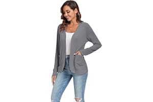 TownCat Cardigan Femme avec Poches Léger Long Manches Longues Décontracté Minces Elegant Coupe Ajustée Longue Manteau À La Mode Et Polyvalent