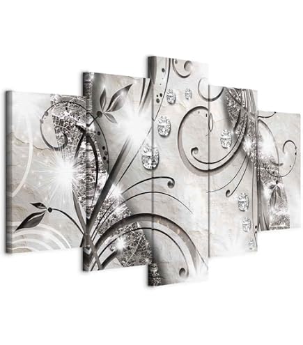 B&D HandArt Leinwandbild 150x75 Cm, 5-teilig, Mit Gel-Textur & Struktur-Effekt, Moderne Wanddekoration