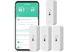 SENCKIT Moniteur de température d'humidité WiFi : Hygromètre intelligent pour moniteur à distance et alerte, thermomètre intérieur haute précision avec application TUYA,compatible avec Alexa (lot de 4)