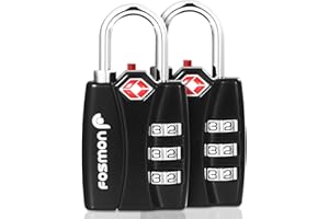 Zatwierdzone przez TSA, zamki bagażowe, Fosmon (2 szt.) otwarty wskaźnik alertu, 3-cyfrowy kombinowany kłódka z korpusem ze stopu do torby podróżnej, garnituru, szafki, siłowni, zamków rowerowych lub innych