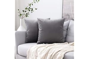 MIULEE 2er Set Samt Kissenbezug Kissenhülle Dekorative Kissenbezug Dekokissen Sofakissen Lendenkissen Wurfkissenbezug Kissenhülle 16 x 16 inch,40x40 cm Dunkelgrau