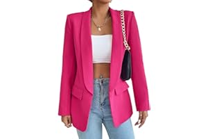 ALSOGO Women's Blazer Long Casual Open Front Blazer Work Office Jackets with Pockets