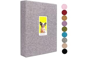 GPIRAL Instax Album Foto 208 Foto Verticali – Copertina in Lino, Finestra Anteriore, Polaroid Album Foto 2x3 Compatibile con Fujifilm Instax Mini Film, Grigio