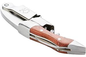 A'Domo Point-Virgule Tire-Bouchon Professionnel en INOX, Couteau de Sommelier, Sommelier Professionnel, Prestige Bois Brun Clair