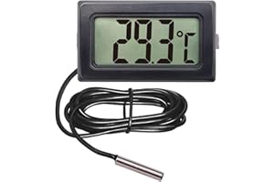 GELLVANN Digitales Kühlschrankthermometer Mini Digital Aquarium Thermometer Temperaturanzeige mit Wasserdichter Sonde Digital LCD Thermometer Temperaturmonitor (Schwarz)