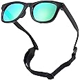 COASION Bendable Flexible Polarized Newborn Baby Sunglasses with Strap for Infant Boys Girls Age 0-12 Months (Black/Green Mirror)