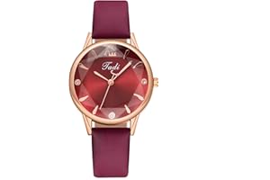 Basfur Montre-Bracelet pour Femme, Montre à Quartz analogique de Conception Classique pour Femme avec Bracelet en Cuir Respirant