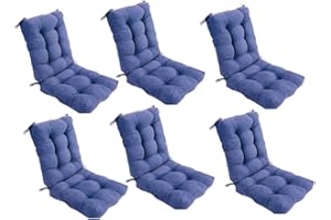 REINO MANSIDI Cojin con Respaldo para Sillas 90 x 45x 10 cm. Conjunto Cojin de Asiento para sillas Interior y Exterior Cómodo. Cojines para sillas Comedor, mecedoras, Bancos terraza (Azul, 6)