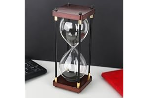 XTDMJ Reloj de arena de madera de 30 minutos, reloj de arena grande, elegante reloj de arena negro, decoración con fina arena negra brillante para casa, escritorio, oficina, decoración de bodas