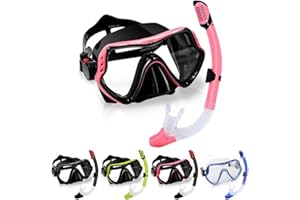 ZHYEQINGRUI Snorkel Mask Adult Dry Snorkel Set Anti-Fog Anti-Leak Diving Mask with Swimmming Goggles Snorkeling Packages for Adult (Pink)