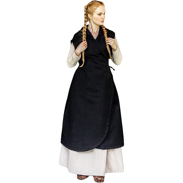 Leonardo Carbone® Damesjurk Viking onderjurk | tijdloos design | hoge carnaval, Halloween, cosplay, LARP, middeleeuwen, Viking | 100% viscose, zwart, M