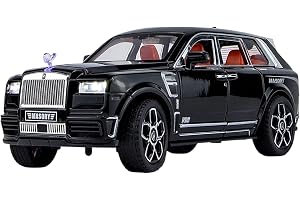 Rollss Royce Cullinan Black Mansory Style Diecast Metal Model Car, 1:32 Scale, Pull-Back Action, Light and Sound, Openable Doors, for Kids 3+ Years