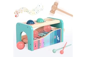 NUKied Golpea Pelotas Xilófono|Juguete de Madera para Golpear con Xilófono |Juguetes Montessori | Regalo de Cumpleaños para 1 2 3+ años Niño Niña Bebé