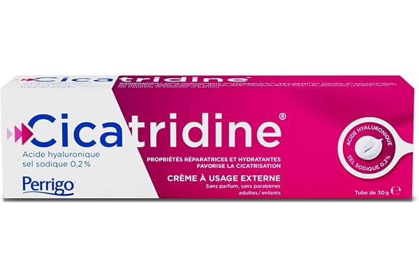 Cicatridine - Crème à l’Acide Hyaluronique - Favorise la cicatrisation - Usage externe, y compris la zone intime - Répare et Hydrate - sans parfum et sans parabènes - Tube 30g