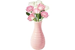 FYGAIN Unbreakable Vase for Flowers, Ceramic Look Plastic Vase for Home Decor, Living Room, Table