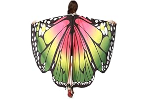 TMEOG Womens Girls Shawl Butterfly Wings Dance Party Photo Fairy Ladies Nymph Pixie Cosplay Accessory Cape Dresses Bikini Cover-Up