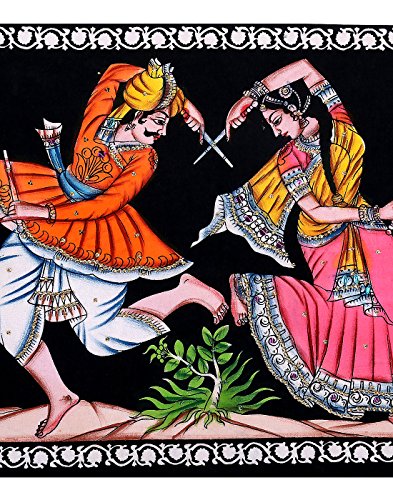 Rajrang Wandbehang, Wanddeko Traditionelle - mit Druckmuster - Baumwolle schwarz Dekoration