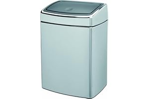 Brabantia 477201 Poubelle Touch Bin Rectangulaire avec seau en plastique 10 L - Inox Brillant