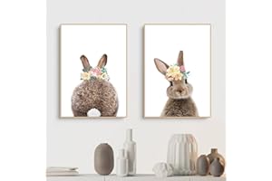 Trayosin 2er Set Premium Poster Set, Kaninchen Poster Set, Wandbilder Deko Bilder Kinderzimmer Mädchen und Jungen Babyzimmer Deko Wandposter, Ohne Rahmen (50x70cm)