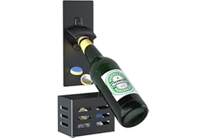 LEcylankEr Magnétique Décapsuleur,Ouvre-Bouteilles en Acier avec Cap Catcher,Mural Décapsuleur pour la Maison,Amants De Bière Cadeau (noir)