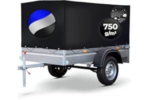 VENDOMNIA Bâche de remorque – 4 Sangles à Boucle, 12 œillets et Corde élastique, 2075 x 1150 x 900 mm, étanche – bâche Haute, bâche de Protection, bâche en Tissu, bâche pour remorque de Voiture