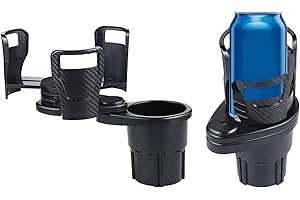 KINWODON Car Cup Holder Expander, Universal Car Dual Cup Holder Adjustable, 2 In 1 Multifunctional Car Drink Holder, 360°Rotating Car Coffee Drink Cup Holder for Car Marine Caravan (Black)