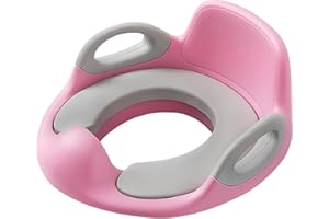 Froadp Rehausseur WC Siège pour Enfants, Bébé Réducteur de Toilette Antidérapants, Tabourets de Toilettes avec Protection Anti-éclaboussures en PU pour 1-8 ans Garçons et Filles (Rose)
