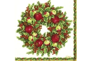 Caspari Wreath Williamsburg Luncheon Napkins, Pack of 20