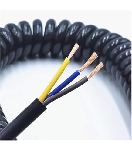 Pro Power Cavo Di Rete A Spirale 3-Core 1A – 0,22 Mm², Lunghezza Retrattile, Colore Nero, Isolamento PVC