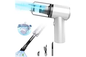 DERJLY Aspirapolvere Portatile Senza Fili, Aspirapolvere per Auto, Mini Aspirapolvere Portatile,Mini Aspirapolvere per Auto Senza Filo, Aspirapolvere Auto Portatile Per Auto/Casa/Ufficio/Esterno (Bianco)
