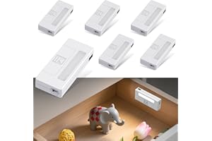 Alinana 6-Pack Luz de Armario al Abrir, Luces LED con Batería y Sensor de Puerta Infrarrojo, LED para Cajón, Luces Adhesivas para Cajones, Despensa, Cocina, Caja Fuerte y Armario