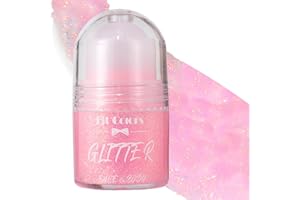 ERYNDIS Glitter Gel Corpo Roll-On, Roll-on Body Glitter Gel Sparkling, Brillantini Olografici per Viso, Make Up Luminoso per Festival, Mermaid Sequins Shimmer for Rave Party(#5 rosa)