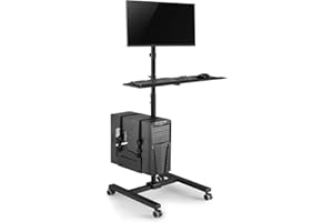 Maclean MC-793 Station d'ordinateur de Chariot Mobile de Support Professionnel sur des Roues pour moniteurs 17"-32" a 20kg VESA 75x75, 100x100