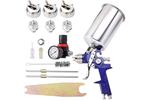 CarBole HVLP Gravity Feed automatyczny pistolet natryskowy 1000CC aluminiowy rozpylacz do malowania aerografem zestaw narzędzi do malowania z 3 dyszami 1,4 mm 1,7 mm 2,5 mm niebieski