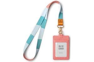 SENLLY Colgante Tarjetas Identificativas Porta Credencial con Correa de Cordón para el Cuello, Portatarjeta Insignia Personales para ID, Llaves, oficina