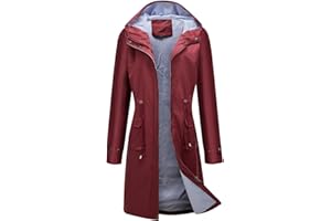 ALWYEANS Women Longline Cost Hodded Rainproof Jacket with Pockets Drawstring Solid Color Long Sleeves Waterproof Raincoats Autumn Hiking Waiking Workout Cost Sale Clearance