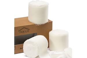 Nastro avorio in chiffon per confezioni regalo, nastro con frange FAKILO 3 rotoli 3,8cm x 19,5 m set di nastri vintage per inviti di nozze, decorazioni per feste di compleanno/feste