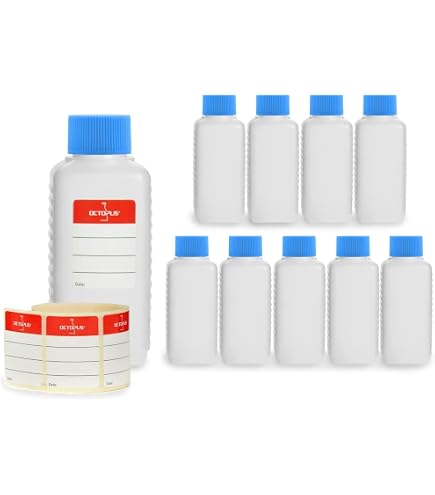 10 x 1000 ml Plastikflaschen, Kunststoffflaschen mit bunten Schraubverschlüssen
