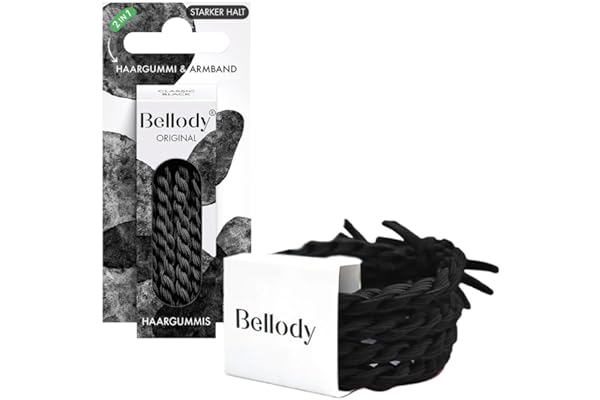 Bellody® Original élastiques pour cheveux - Attaches cheveux élégants permettant une bonne tenue (4 pièces - Classic Black)