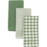 DAMDAM GO Kitchen Towel, Absorbent and Resistant, Elegant Design for Kitchen, Set of Soft Cloths, 50 x 50 cm, Pack of 3 (Gree