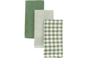 DAMDAM GO Paño de Cocina, Absorbente y Resistente, Diseño Elegante para Cocina, Juego de Trapos Suaves, 50 x 50 cm, Pack 3 Unidades (Verde)