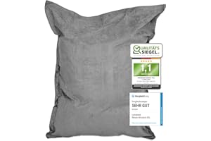 ‎LUMALAND Lumaland Riesen-Sitzsack XXL 140x180cm | Indoor Bean Bag aus weichem & waschbarem Microvelours | 2-in-1- für bequemes Sitzen & Liegen | Mit über 3 Mio. anpassungsfähigen EPS-Perlen [Grau]
