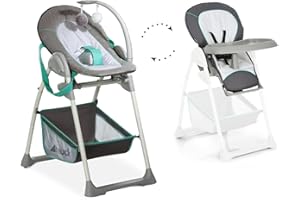 hauck Chaise Haute Bébé Sit N Relax, Inclus Transat Bebe avec Arche de Jeux, Siège Enfant avec Plateau, Châssis Réglable en Hauteur avec Roues et Panier, Pliable - Hearts